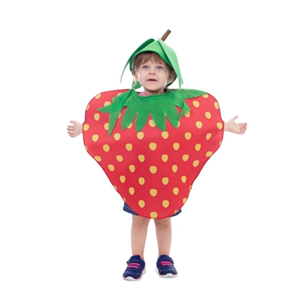 Hauntlook Sweet Strawberry Suit & Hat Costume Kids 5-6 Halloween Dressup
